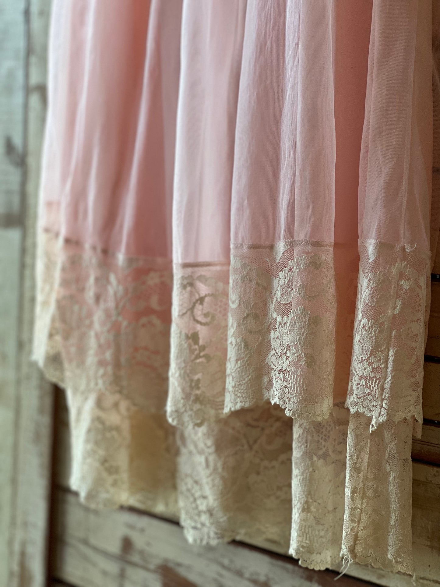 '60s-'70s Lace nighty dress/PINK