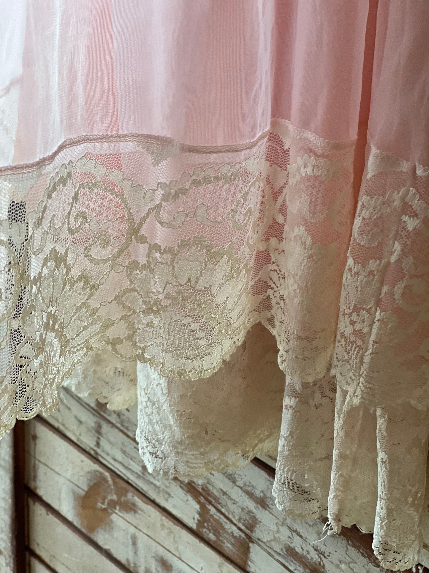 '60s-'70s Lace nighty dress/PINK