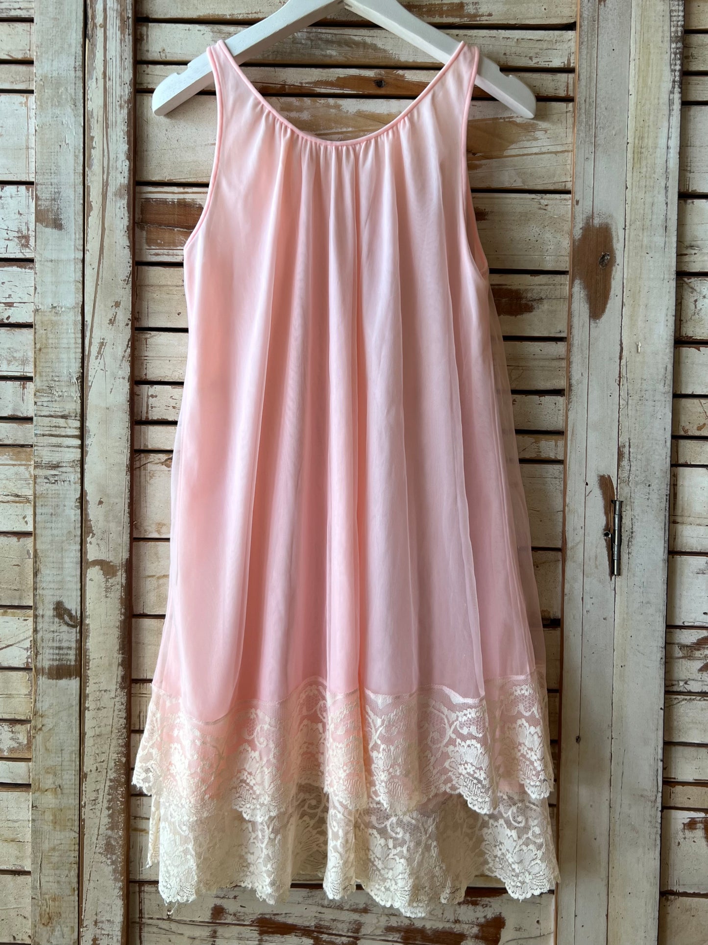 '60s-'70s Lace nighty dress/PINK