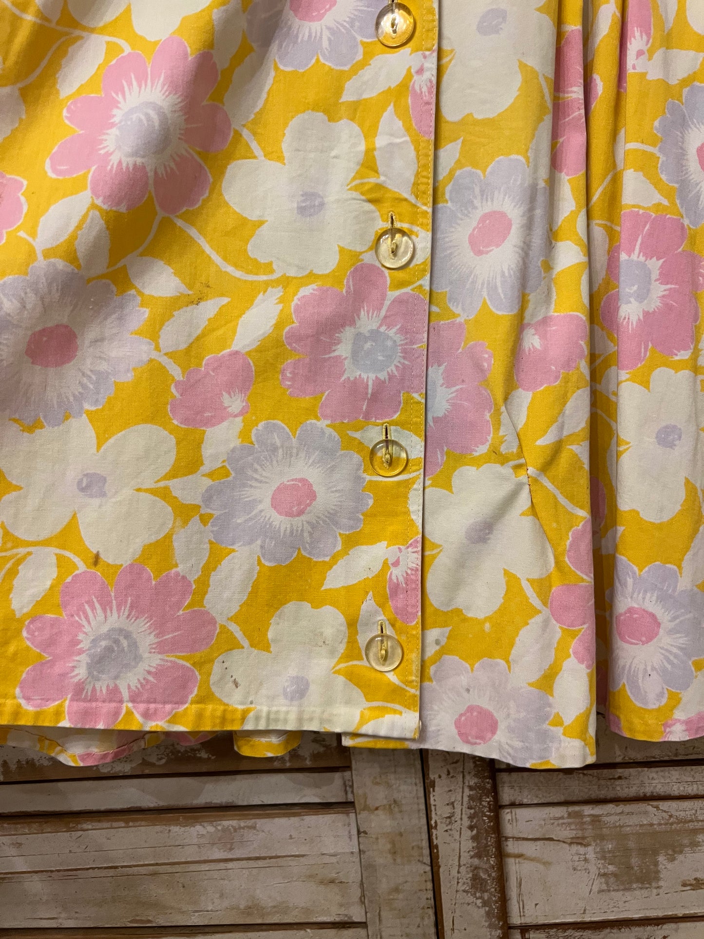 Retro flower print skirt/YELLOW