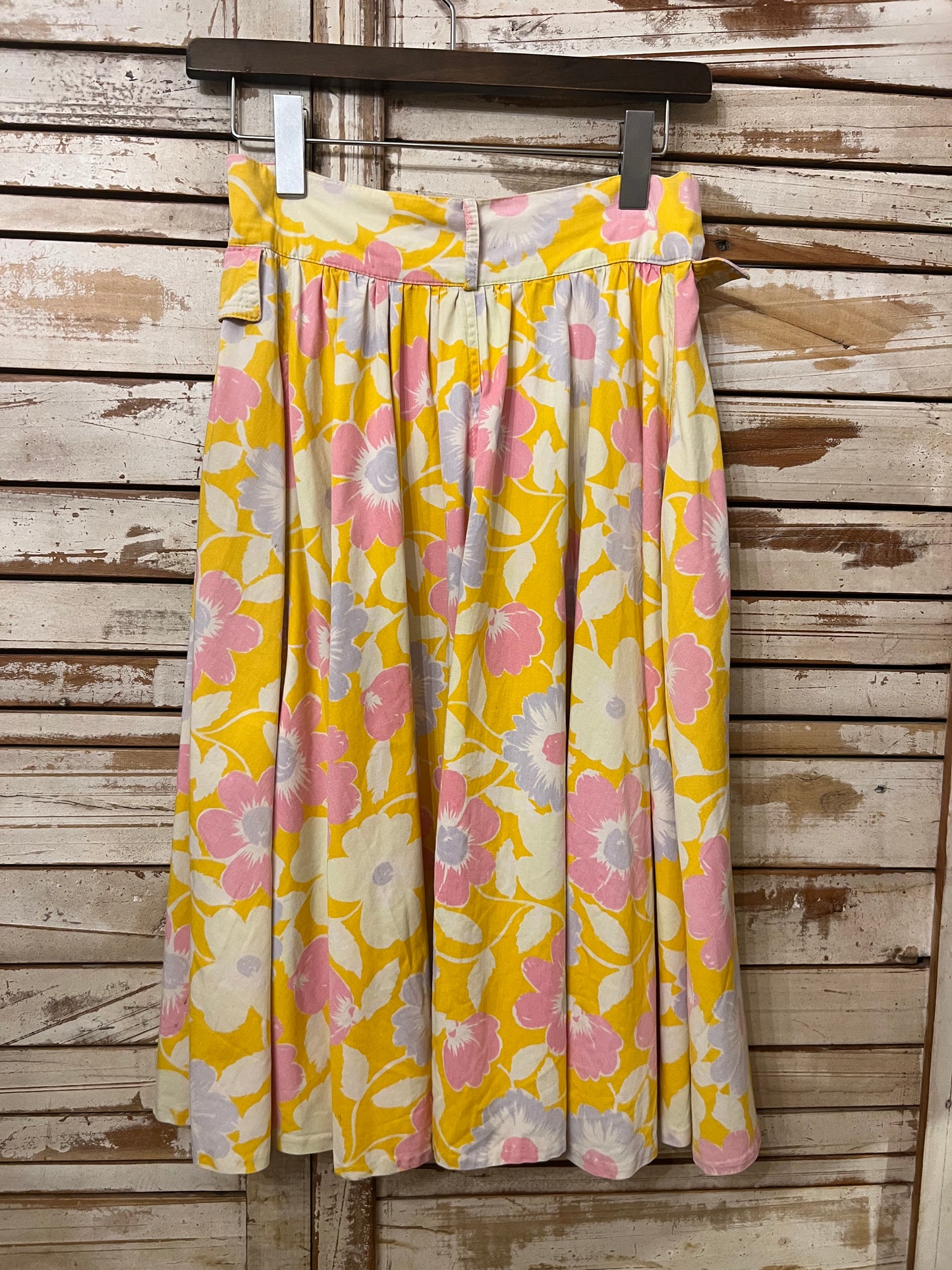 Retro flower print skirt/YELLOW