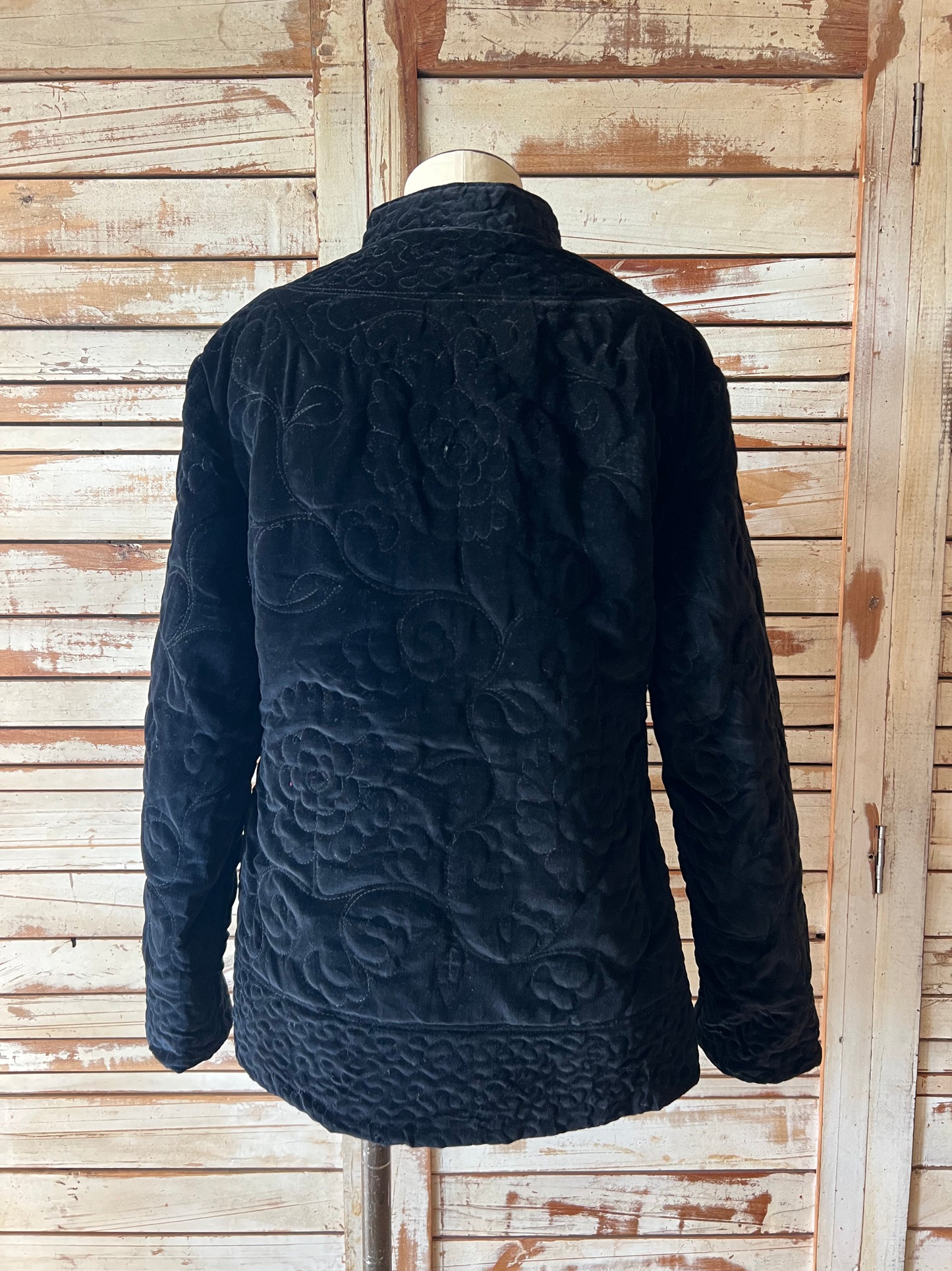 Velours embroidered china jacket/BLACK